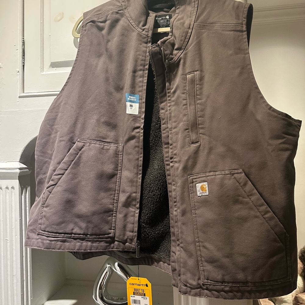 Carhartt Gray Vest with Sherpa Lining